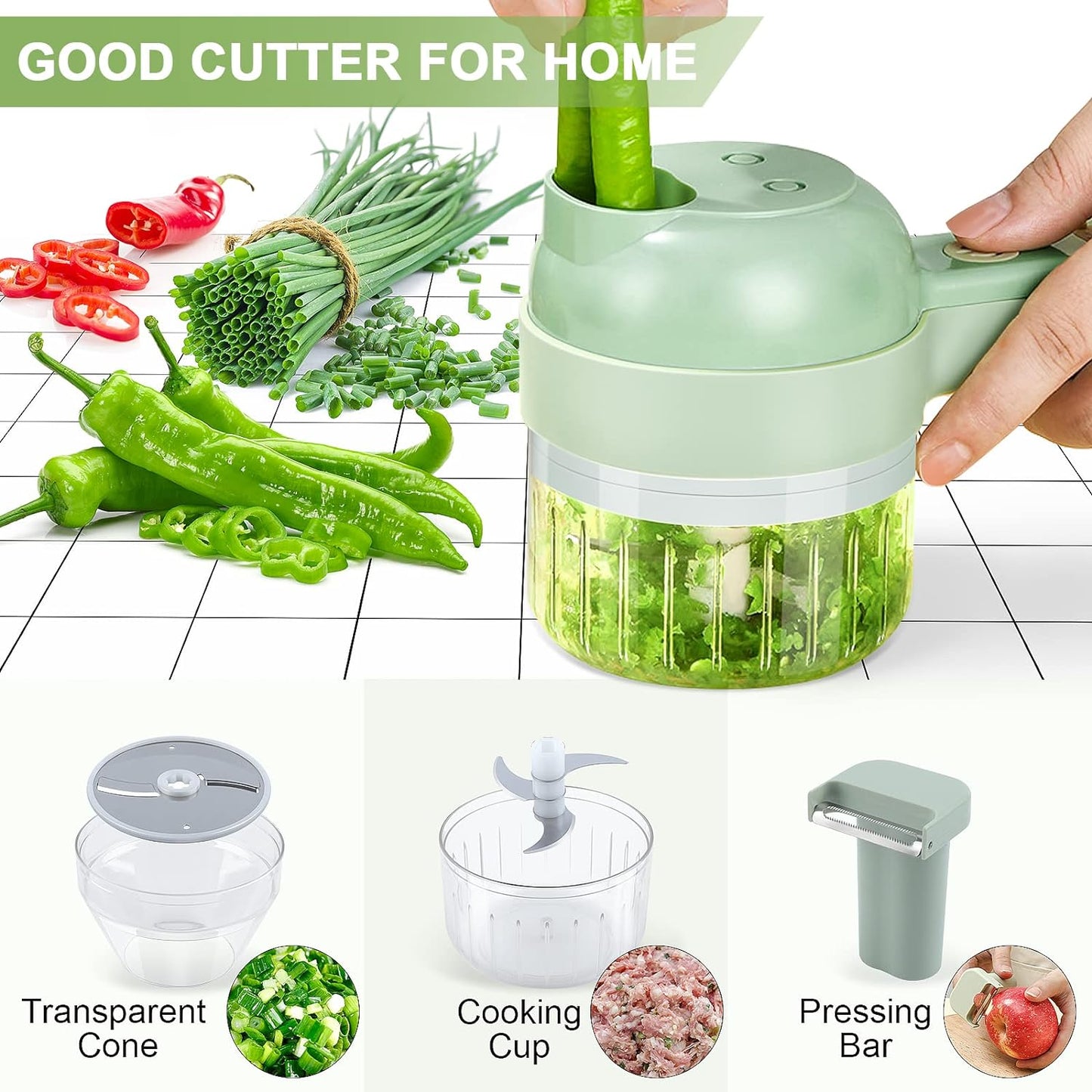 4-in-1 Electric Vegetable Cutter Set