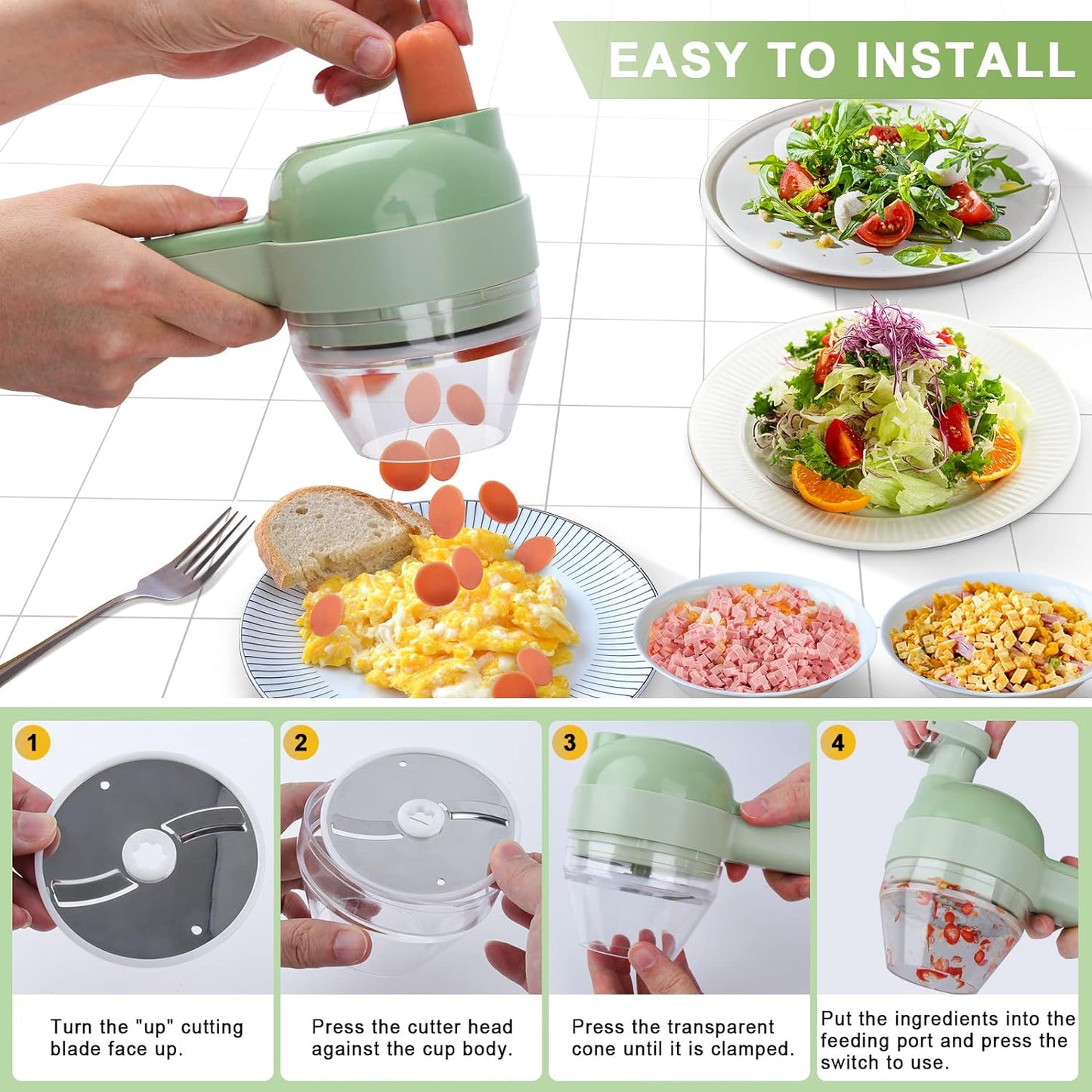 4-in-1 Electric Vegetable Cutter Set