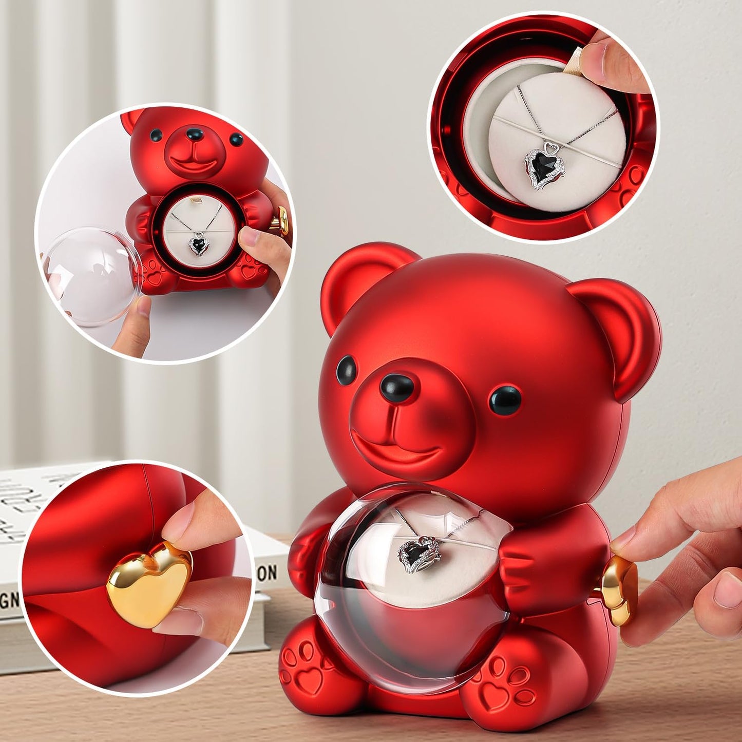 Romantic Teddy Bear with Preserved Rose